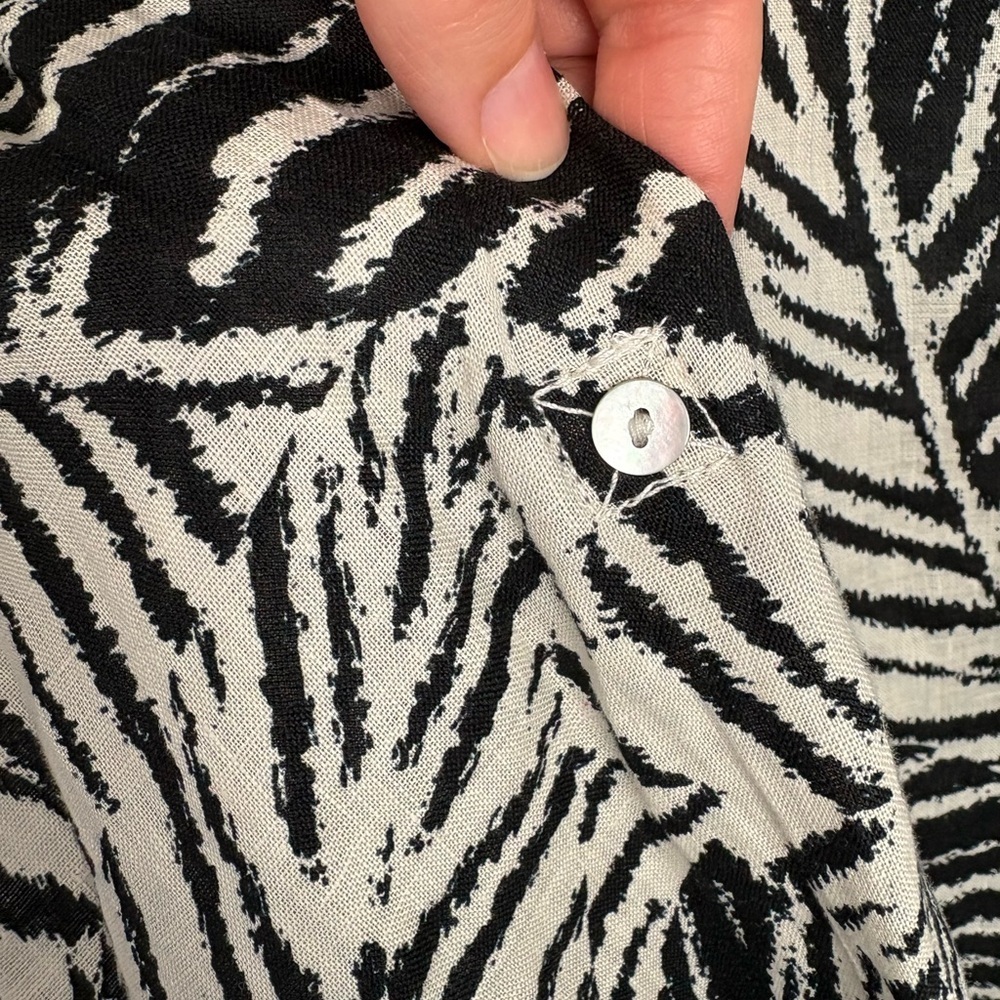 Cynthia Rowley 100% Linen 1X Leaf-Print Button Up Graphic Coastal Palm Springs - Picture 5 of 9
